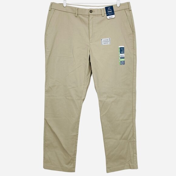 GEORGE Mens Khaki Beige Pants 40x32 Straight Leg Wrinkle Resistant Comfort Waist - Picture 1 of 12